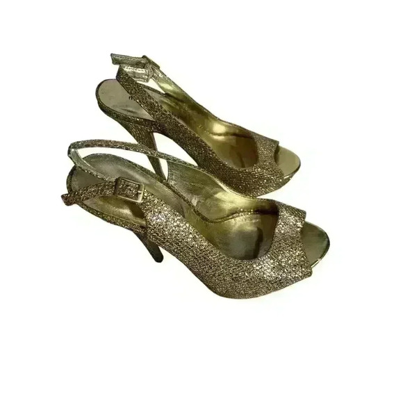 MADDEN GIRL DIAMANTE SUPER SPARKLE PARTY SHOES HEELS JASPER PEEP TOE GOLD 10 - Picture 4 of 12